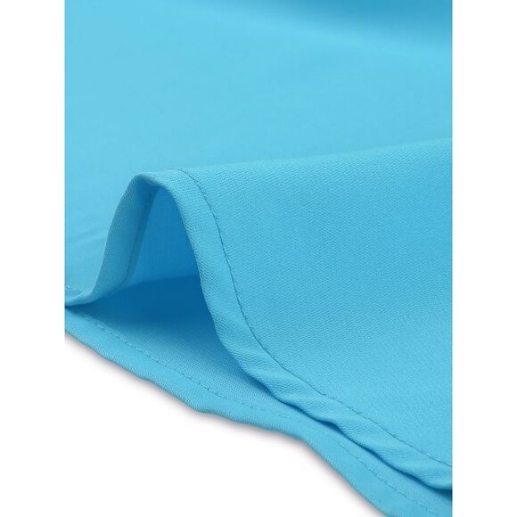 Ruffled Business Office Vintage Sleeveless Work Blouses Top Sky Blue - Picture 5 of 6